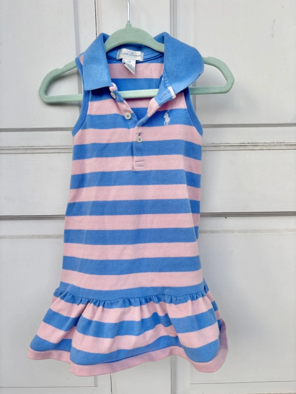 Ralph Lauren Baby Girl Polo Dress 12M Pink Blue Striped w Bloomers EUC - Picture 2 of 5